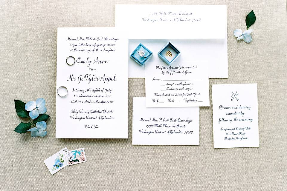 Letterpress calligraphy invite