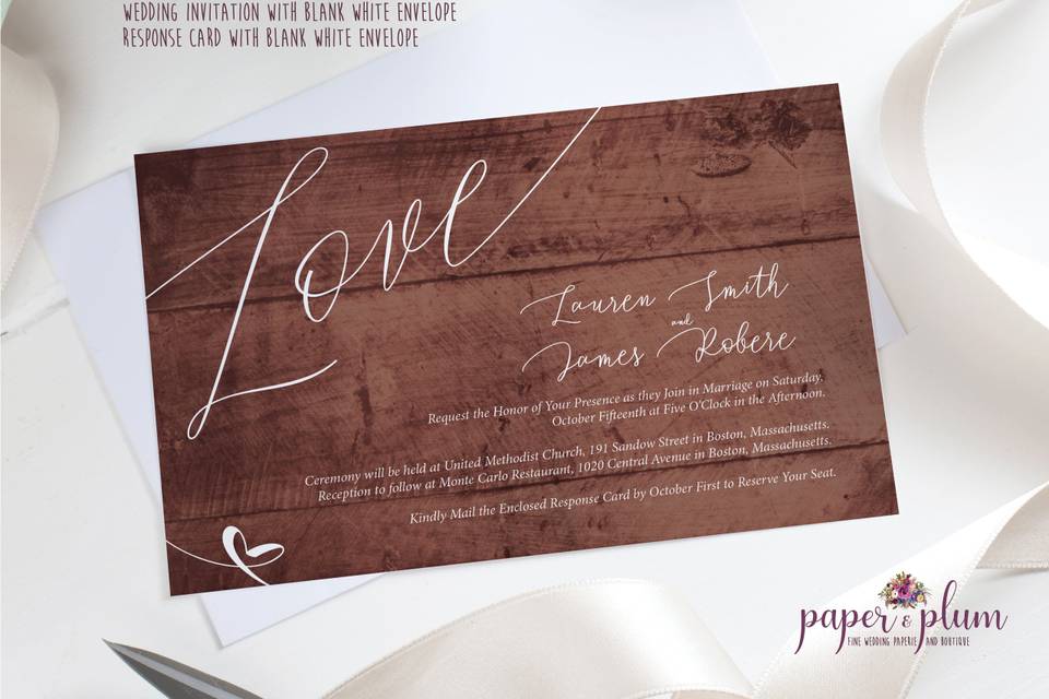 Rustic love invitation