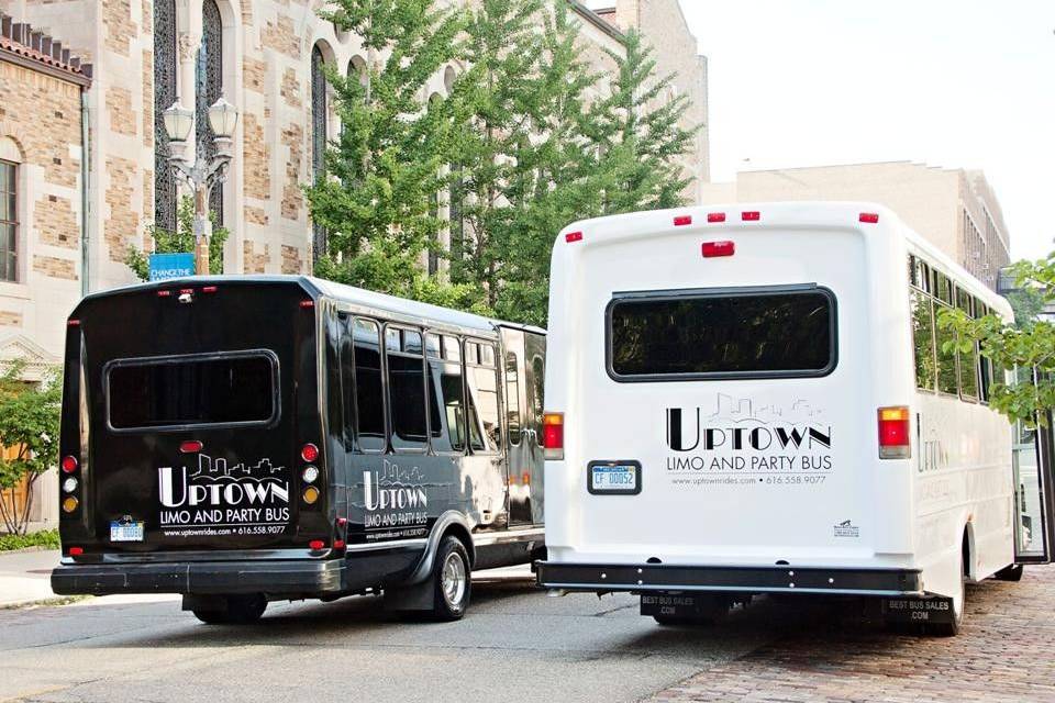Uptown limo and party bus back shot