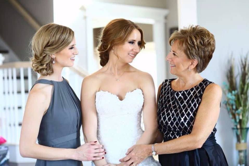 Bride with Sister and Mother