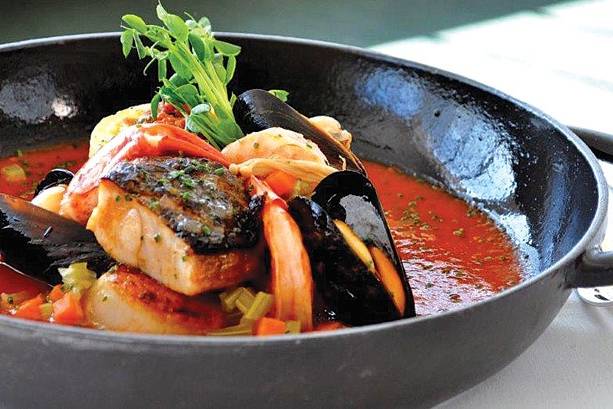 Seabass seafood bouillabaisse