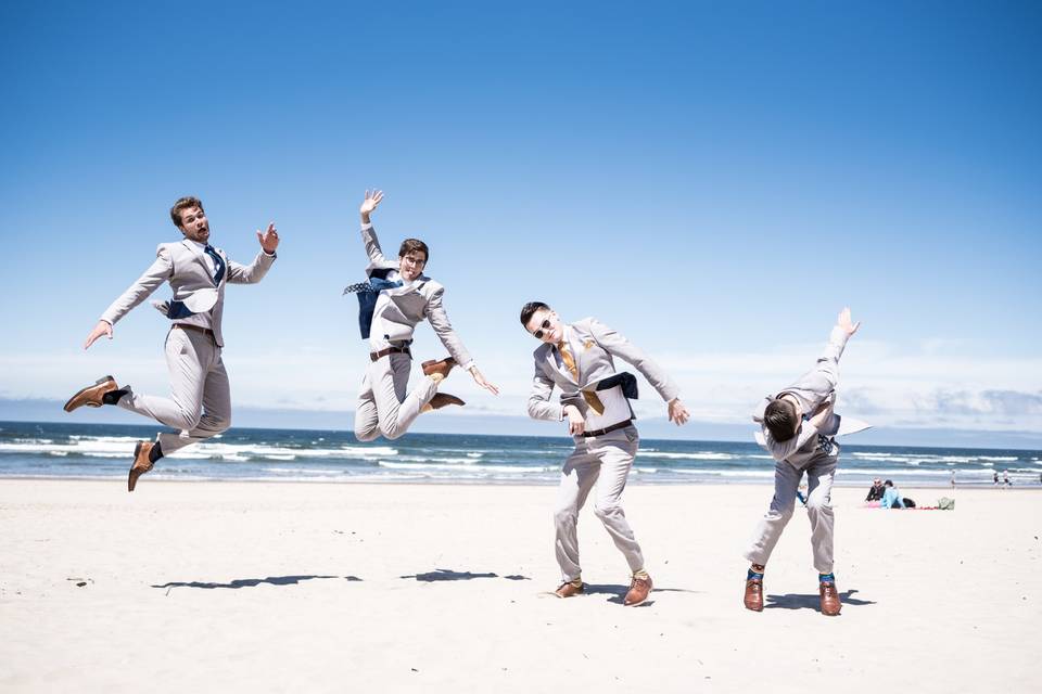 Canon Beach Wedding Groomsmen