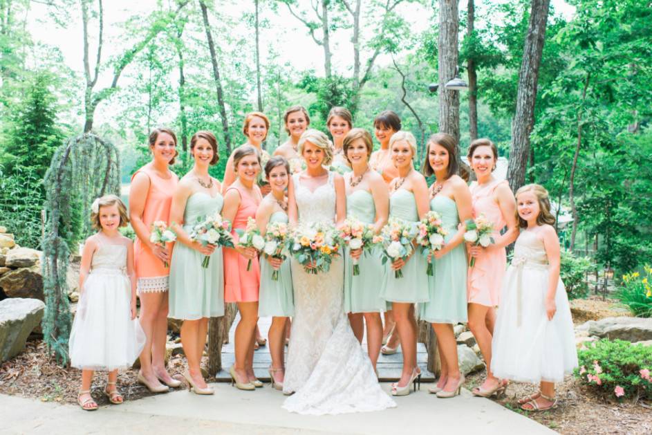 The bride with her bridesmaids