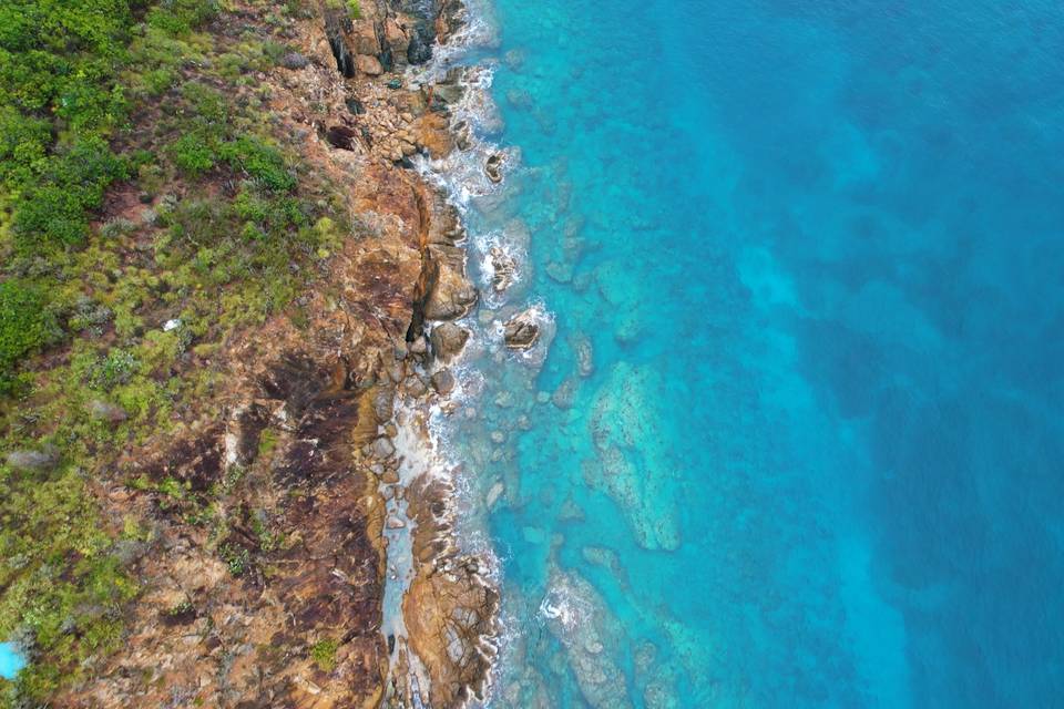 Turquoise blue water of St. John