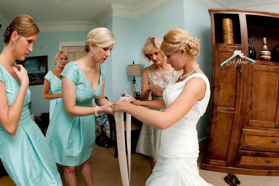 Bride preparing