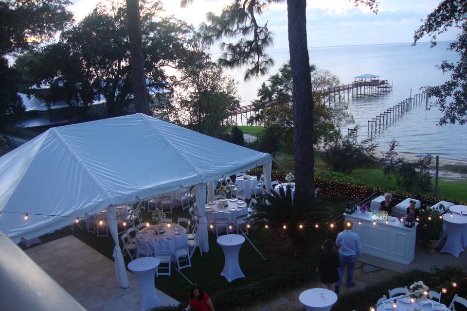 Tent set-up in the backyard