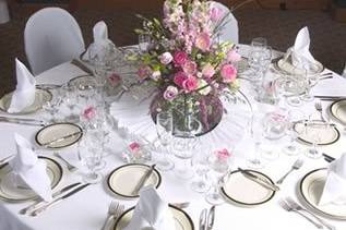 Table setup with centerpiece