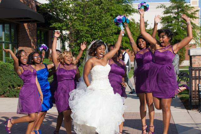 Bride and her bridesmaids