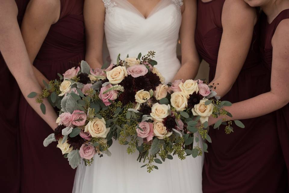 Burgundy Rose Gold Bouquets