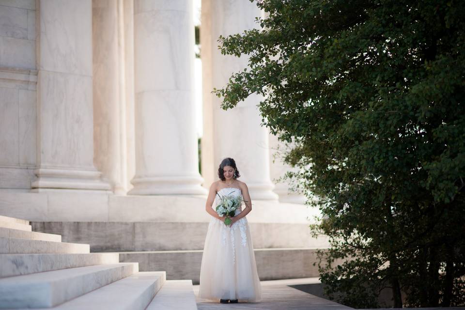 Bride at Jefferson Memorial