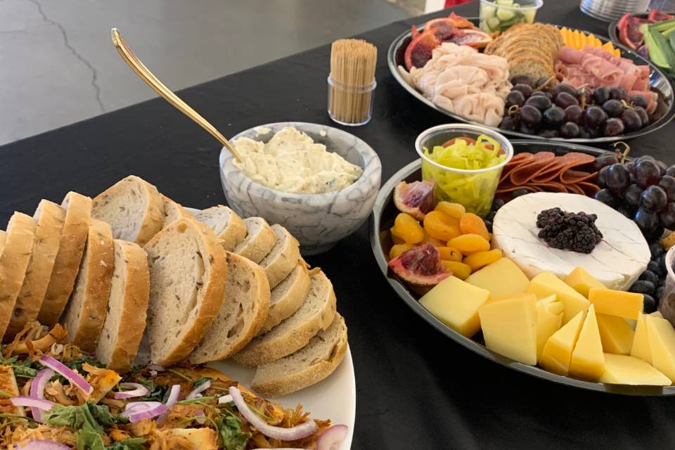 Flatbreads and fruit tray