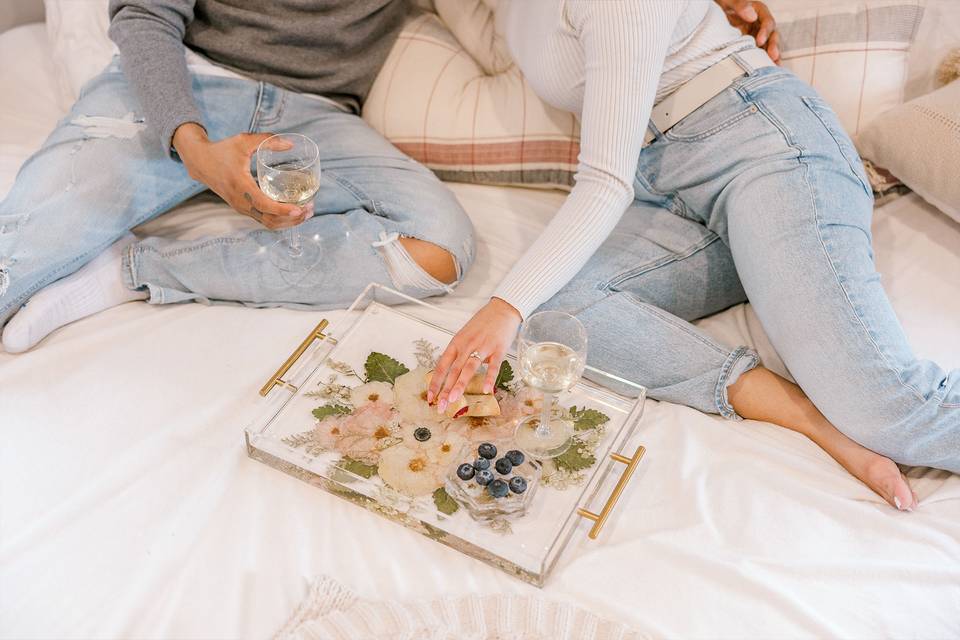 Pressed flower serving tray