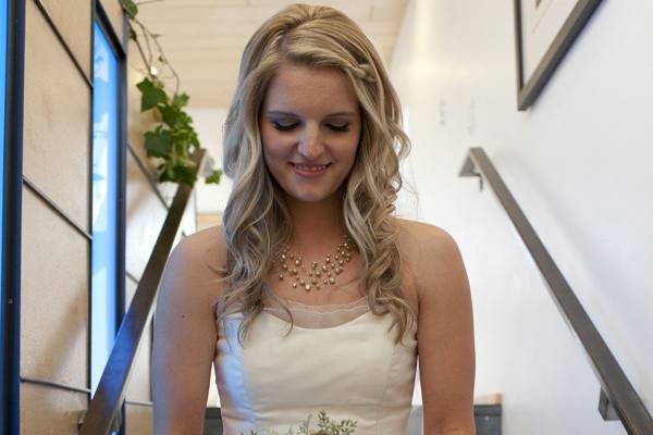 The bride holding her bouquet