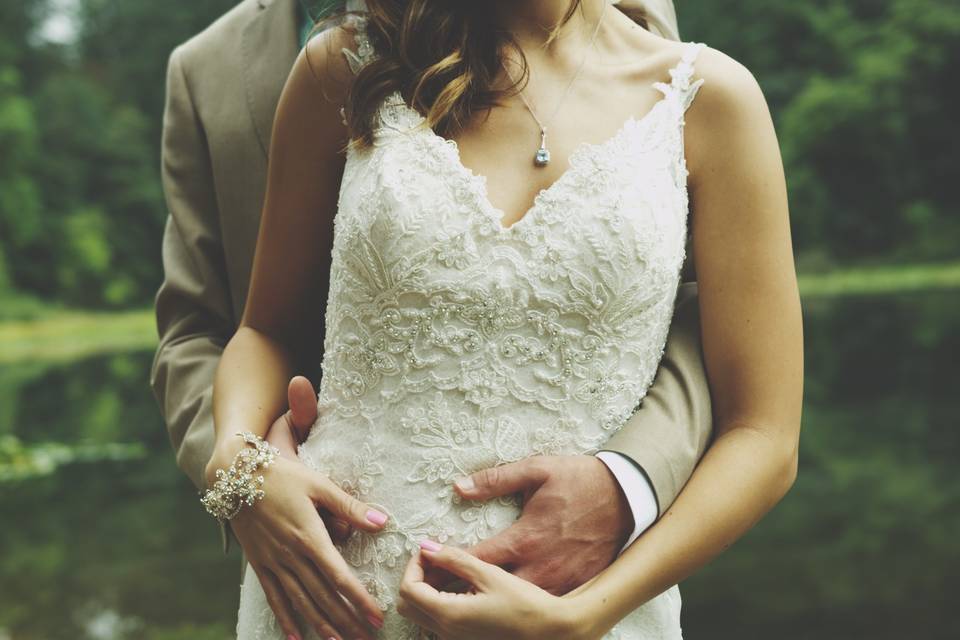 Couple embracing in nature