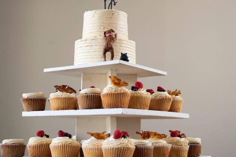 Tiers with jumbo cupcakes