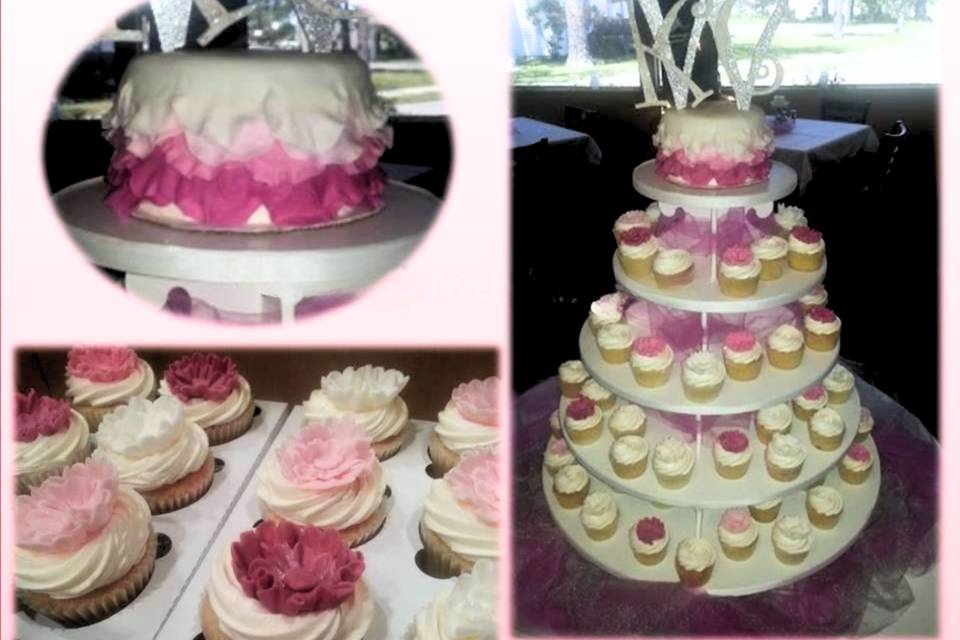 Pretty pinks cupcake tiers
