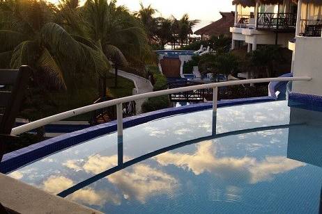 A view from Linda's El Dorado Casitas upper level room with private plunge pool. Amazing room!