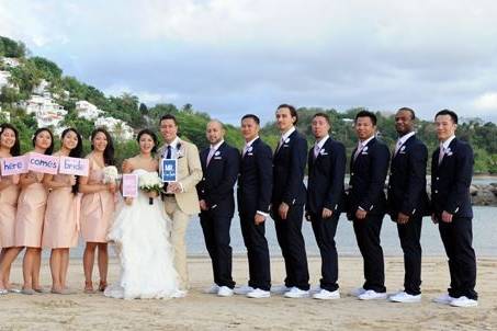 Fernando & Roxanne- St Lucia Wedding- Indigo Foto- Love the colors, signs and Converse sneakers.