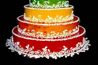 6 layer Color Explosion Commitment Cake! A beautiful cake made for any two people wanting to express their love together.