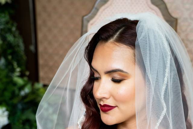 Neutral tones, bold lip
