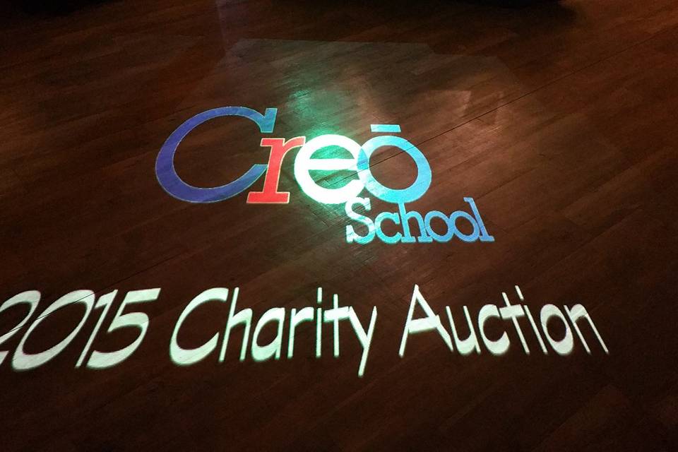 Custom made logo for companies and schools projected on floor or wall