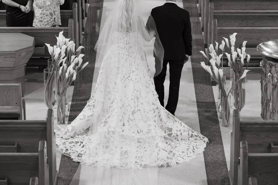 Bride and Father Walking Aisle