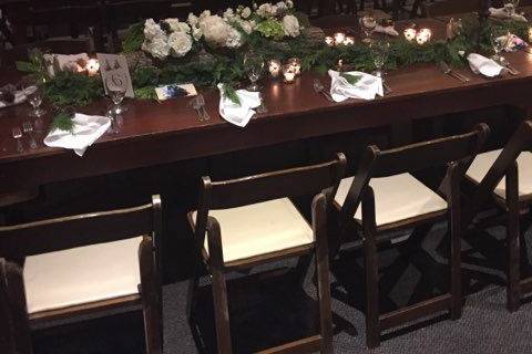 Farmhouse tables for a reception