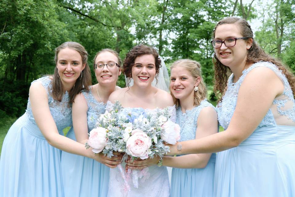 Bridesmaids with bride