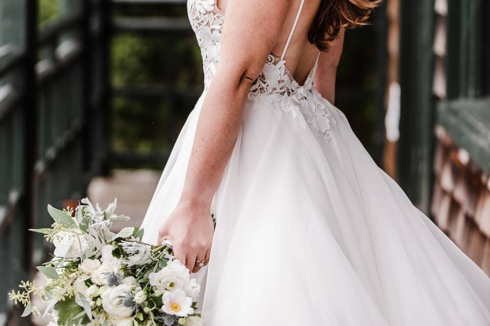 Bride and bouquet