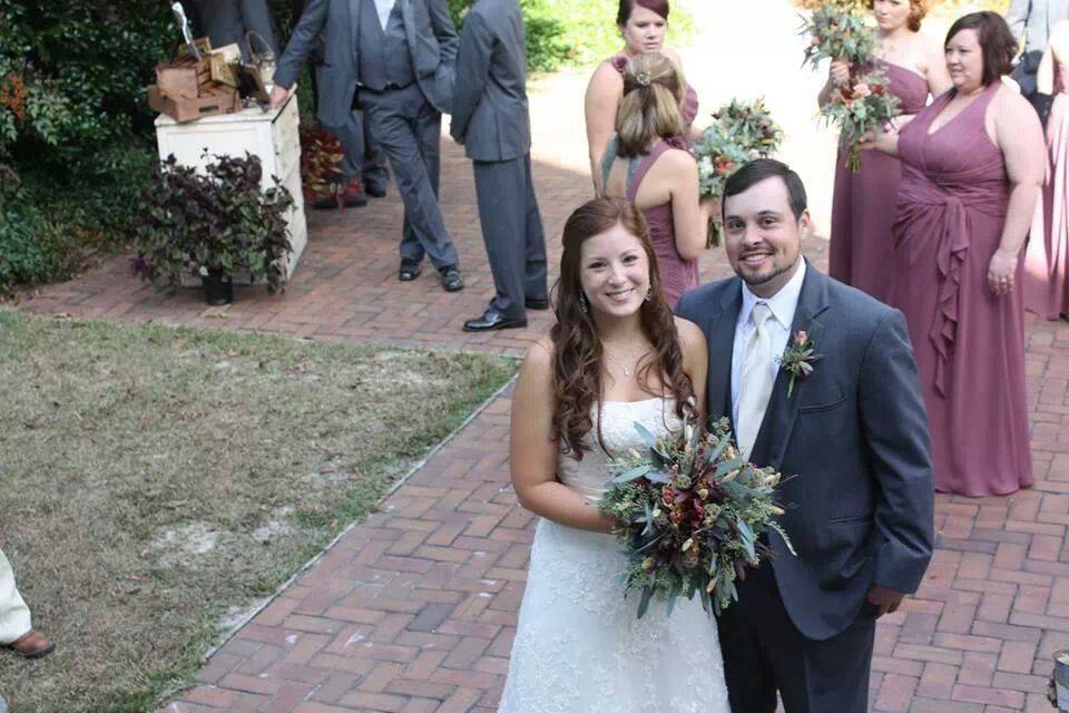 Smiling newlyweds