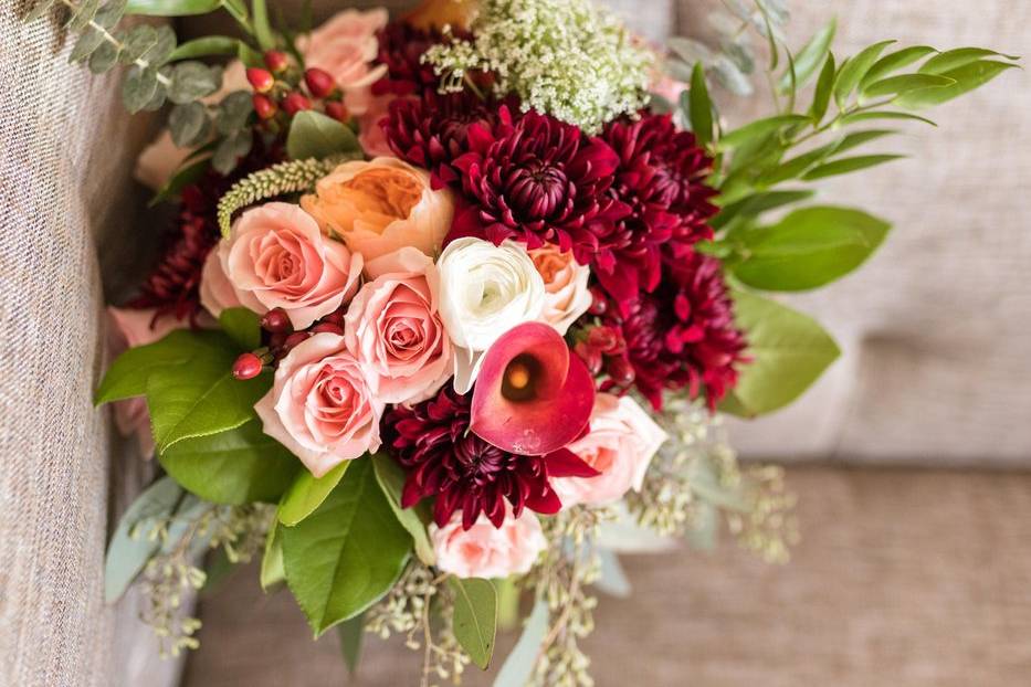 Burgundy & White Fall Bouquets