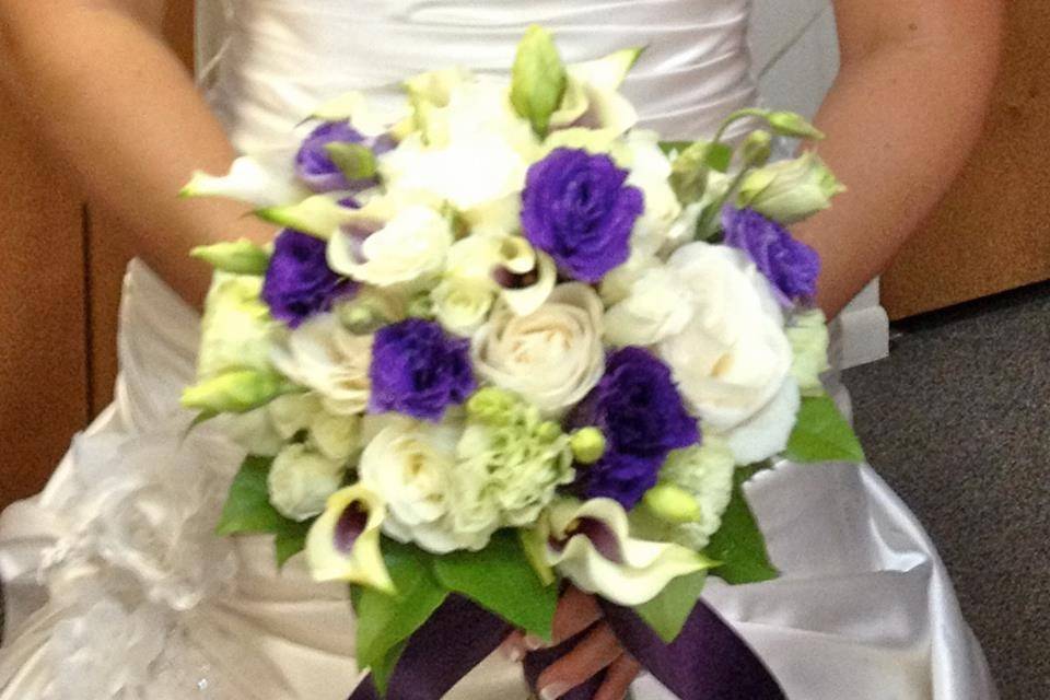 The bride holding her bouquet