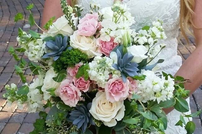 The bride holding her bouquet