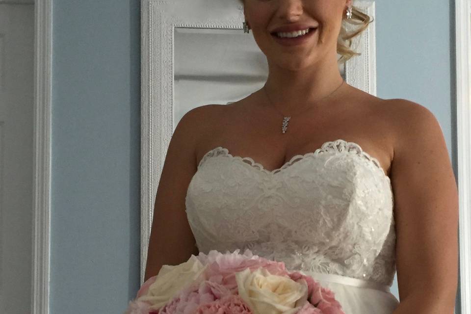 The bride holding her bouquet