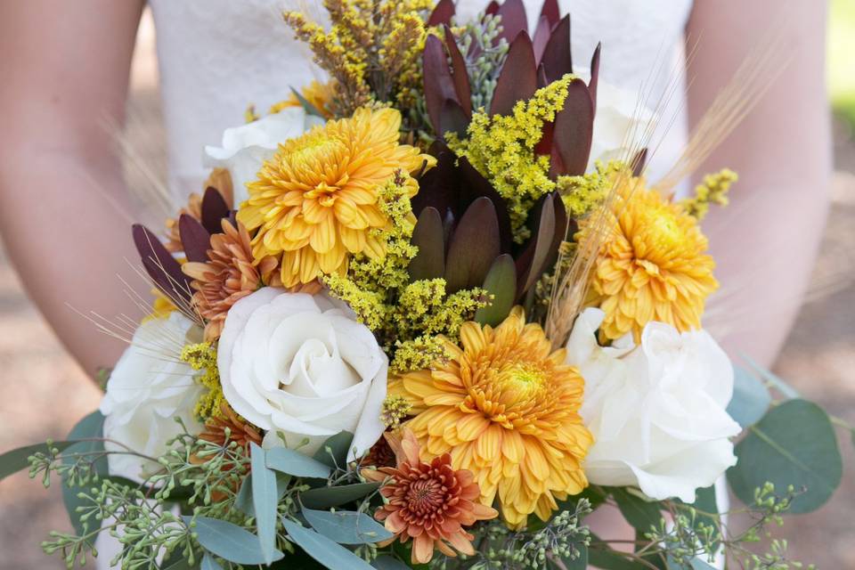 The bride holding her bouquet