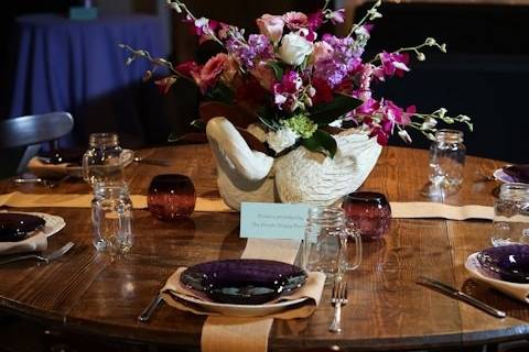 Table setup with centerpiece