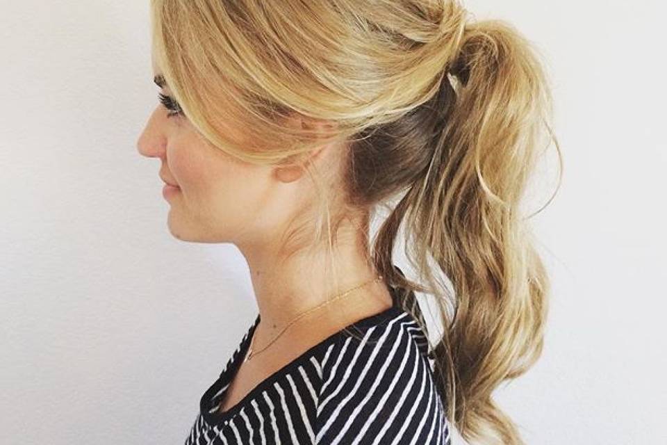 Fun Gossip Girl inspired pony for this bridesmaid! Hair by Emma Mae