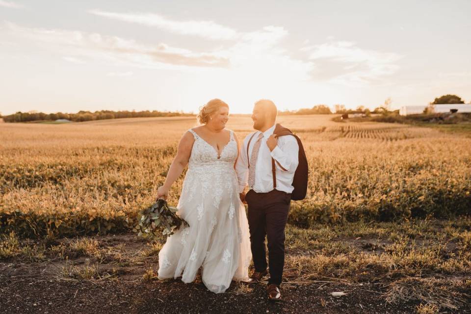 Sunsets behind the fields