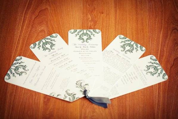 Damask Fan Wedding Program