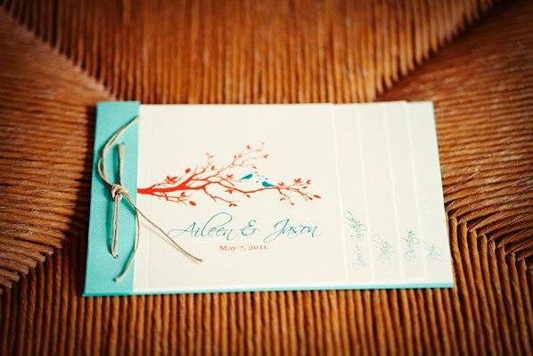 Rustic Birds in a tree booklet wedding invitation