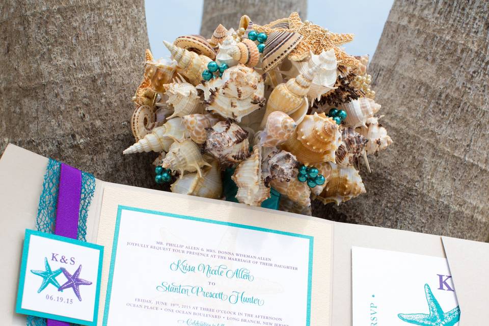 Starfish Beach Wedding Invitation