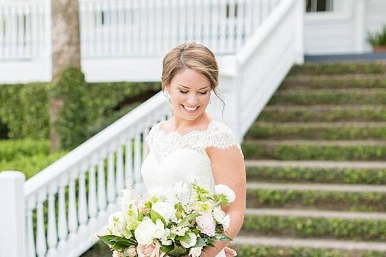 Bride on stairs