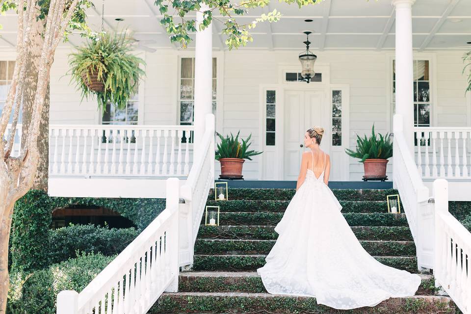 Bride on stairs