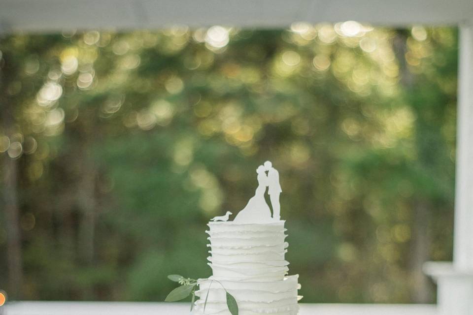 Cake table on upstairs porch