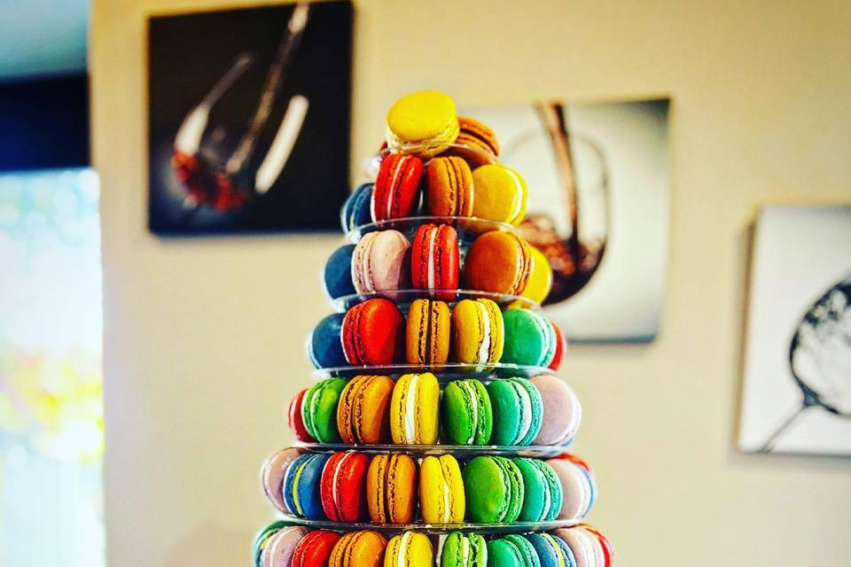 Colorful tower of macaroons