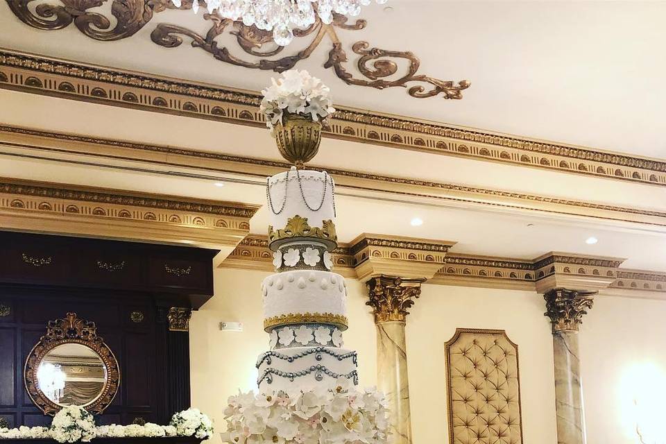 Tall cake and sugar flowers