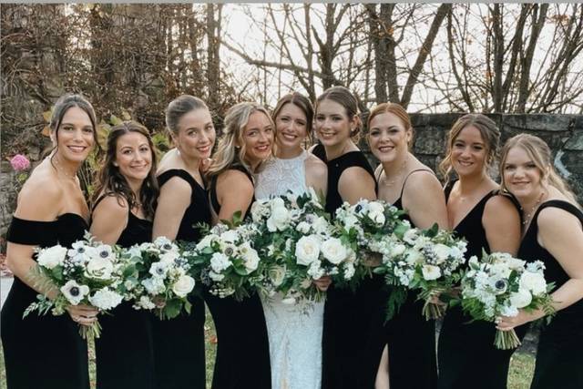 Bridesmaids in black velvet
