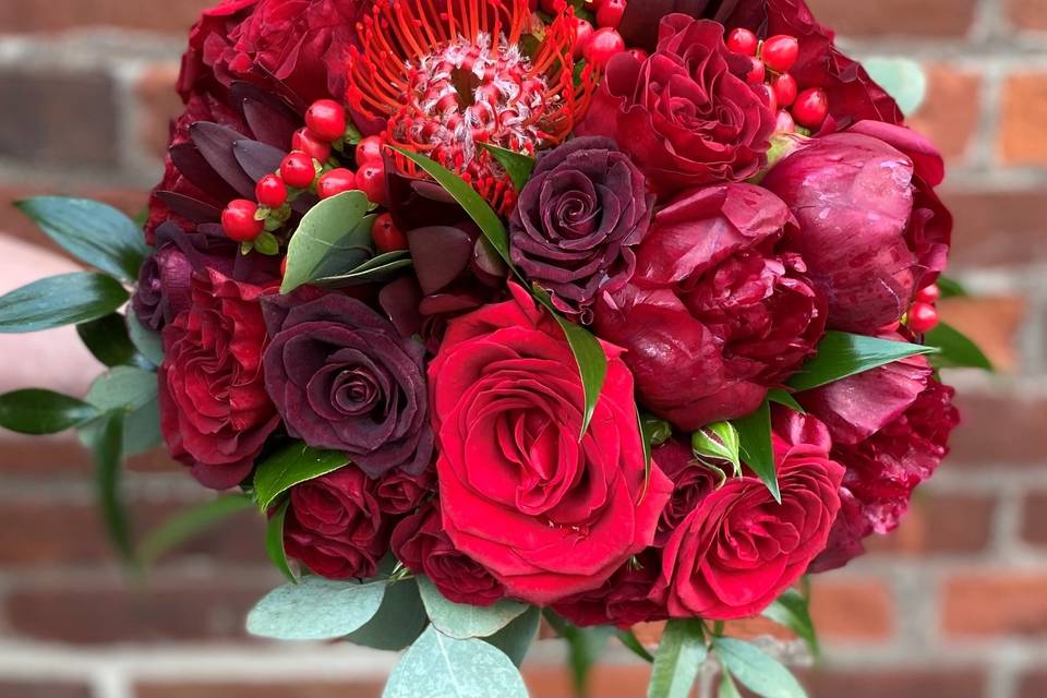 Red Round Bridal Bouquet