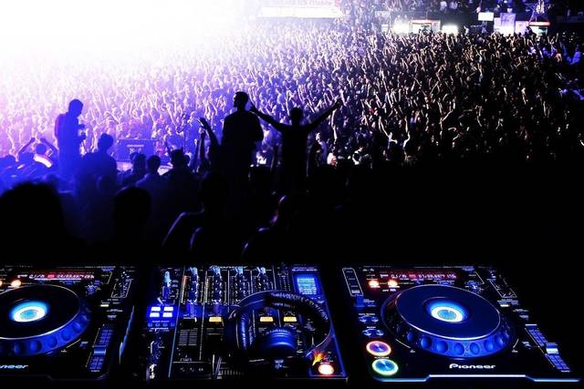DJ booth overlooking the audience