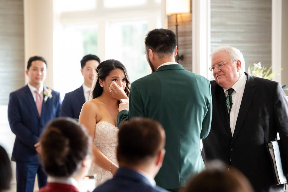 Bride crying (happy tears)